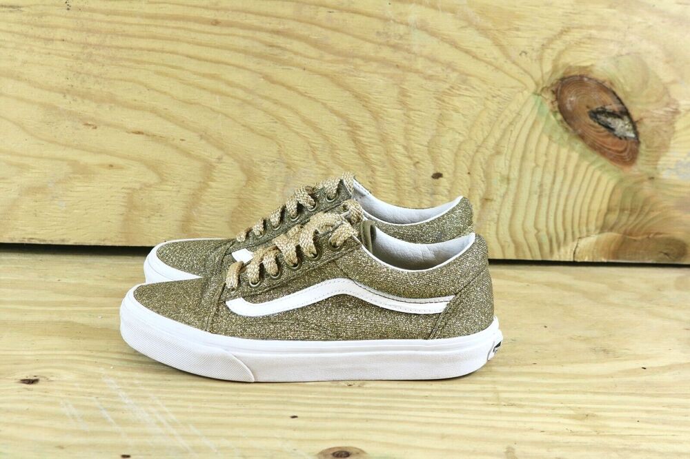 Vans Old Skool Off The Wall Ward Womens 6 Sneakers Glitter Gold Athletic Shoes